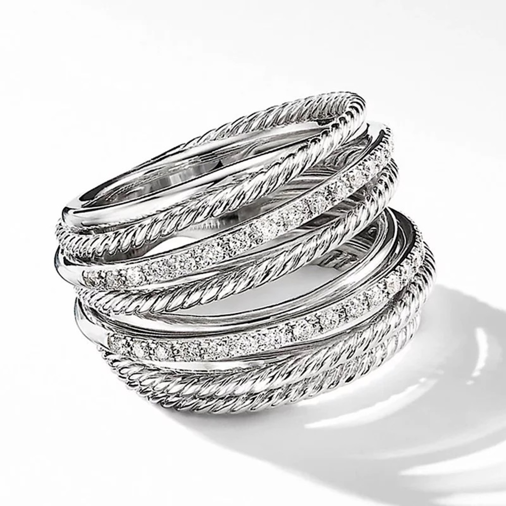 New 925 Sterling Silver Diamond Halo Ring - Picture 3 of 5